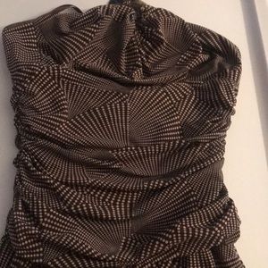 Bcbg ruched brown halter dress